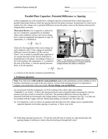 Parallel Plate Capacitor: Potential Difference vs. Spacing