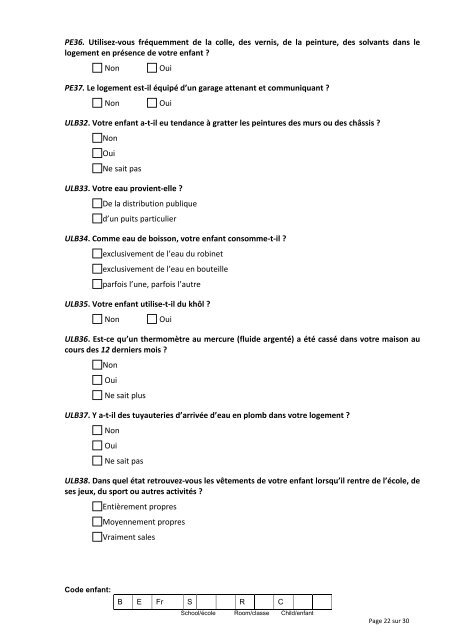 questionnaire sur la santÃ© respiratoire et allergique des enfants et ...