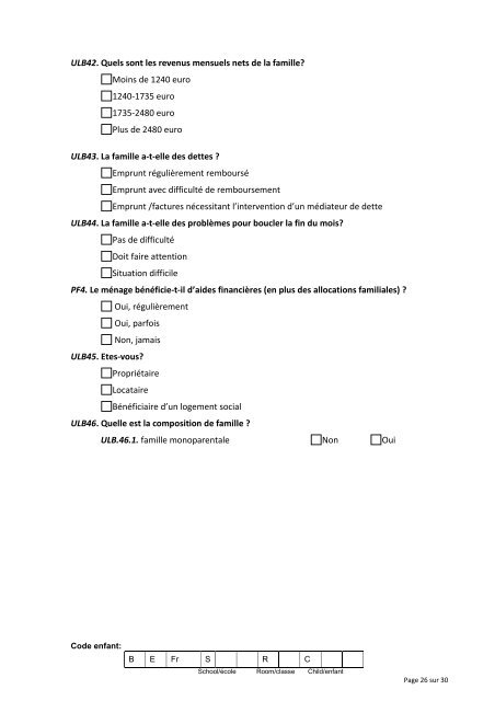 questionnaire sur la santÃ© respiratoire et allergique des enfants et ...