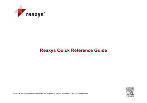 Reaxys Quick Reference Guide