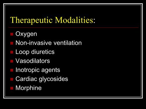 Management of Acute Cardiogenic Pulmonary Oedema