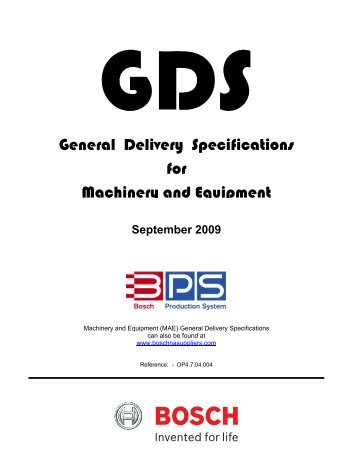 General Delivery Specifications 2009 - Bosch