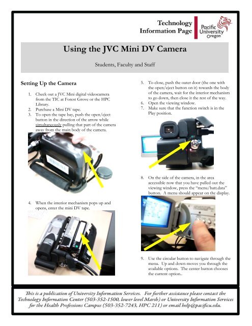 Using the JVC Mini DV Camera