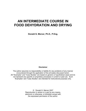 an intermediate course in food dehydration and drying - IUFoST E ...