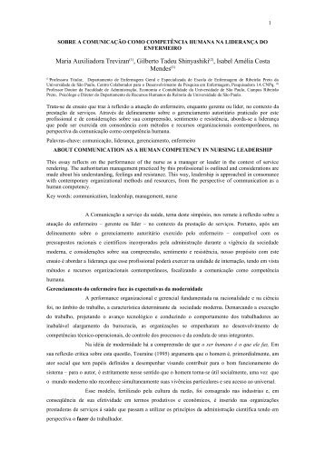 Maria Auxiliadora Trevizan(1) - SciELO Proceedings