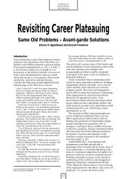 Revisiting Career Plateauing - Dr. Steven H. Appelbaum Consultants
