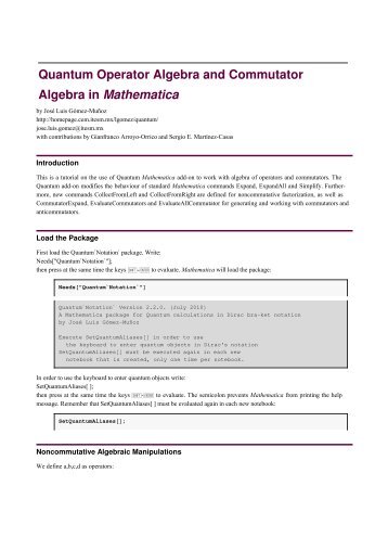 Quantum Operator Algebra and Commutator Algebra in Mathematica