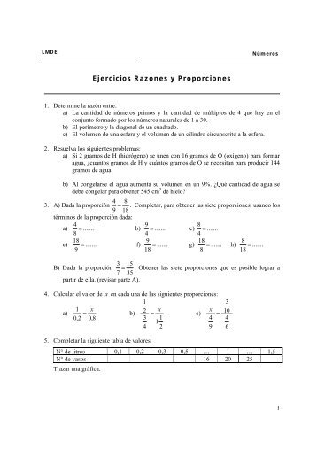 Ejercicios Razones y Proporciones