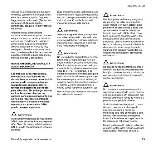 Manual de seguridad de la motosierra - INTI