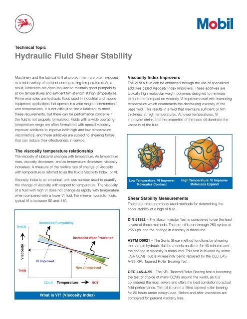 Hydraulic Fluid Shear Stability - Mobil™ Industrial Lubricants