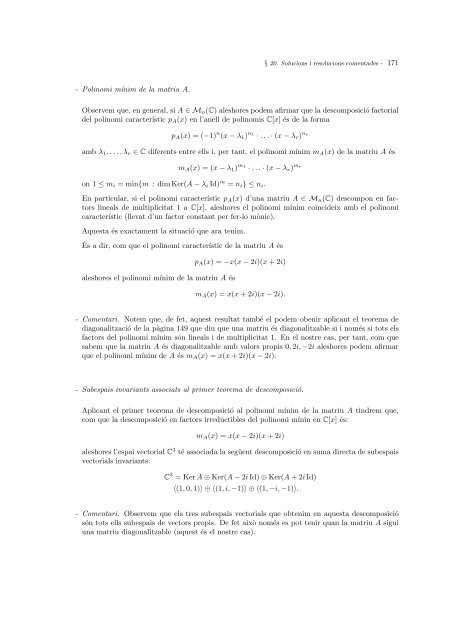 `ALGEBRA LINEAL Exercicis i problemes comentats - Departament ...