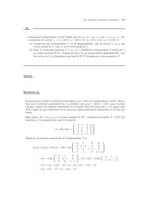 `ALGEBRA LINEAL Exercicis i problemes comentats - Departament ...