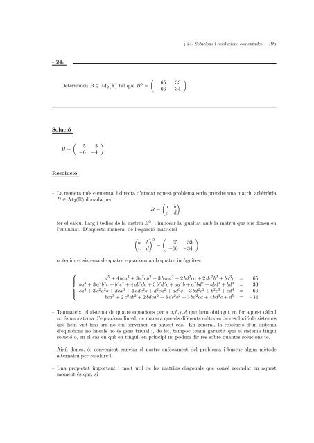 `ALGEBRA LINEAL Exercicis i problemes comentats - Departament ...