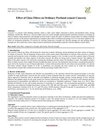 Effect of Glass Fibres on Ordinary Portland cement ... - IOSRJEN