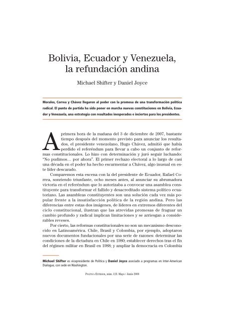 Bolivia, Ecuador y Venezuela, la refundaciÃ³n andina - Flacso Andes