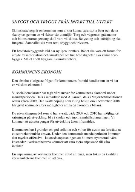 Handlingsprogram fÃ¶r socialdemokraterna i Skinnskatteberg 2011 ...