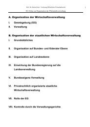 Organisation der Wirtschaftsverwaltung