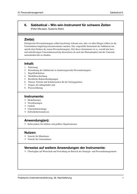 6. Sabbatical - Strategie M Unternehmensberatung GmbH