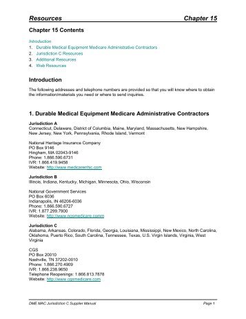 DME MAC Jurisdiction C Supplier Manual, Chapter 15 ... - CGS