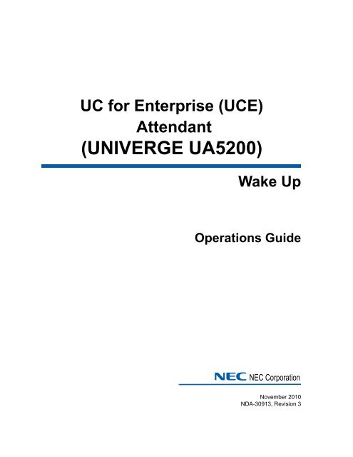 UNIVERGE UA5200 - NEC Corporation of America