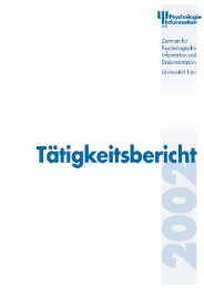 TÃƒÂ¤tigkeitsbericht 2002 - ZPID