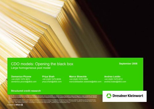 CDO models: Opening the black box - DefaultRisk.com
