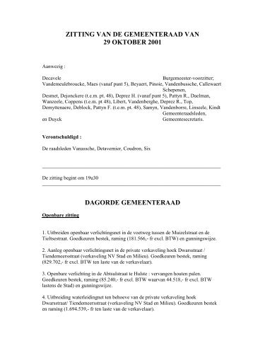 ZITTING VAN DE GEMEENTERAAD VAN - Stad Harelbeke