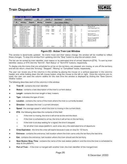 Train Dispatcher 3 Manual - Signal Computer Consultants