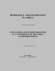 democracy and governance in africa - Africa Leadership Forum