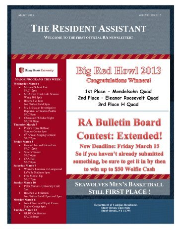 THE RESIDENT ASSISTANT - Student Affairs - Stony Brook University