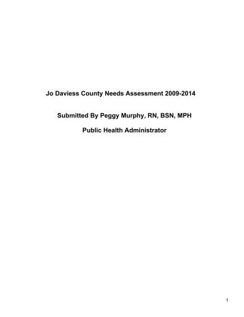 Jo Daviess County Needs Assessment 2009-2014 Submitted By ...