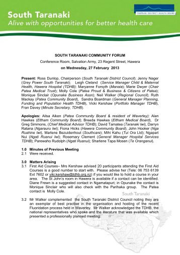27 February 2013 - Taranaki District Health Board