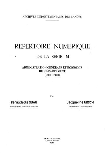 Administration générale et économie du département (1800-1940)