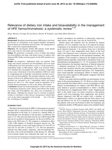 Relevance of dietary iron intake and bioavailability in the ...