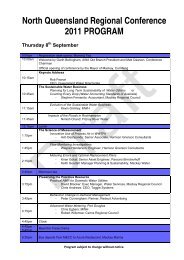 North Queensland Regional Conference 2011 PROGRAM Thursday 8
