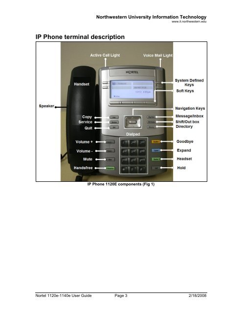 Nortel IP Phone 1120E/1140E User Guide (CICM) - Northwestern ...