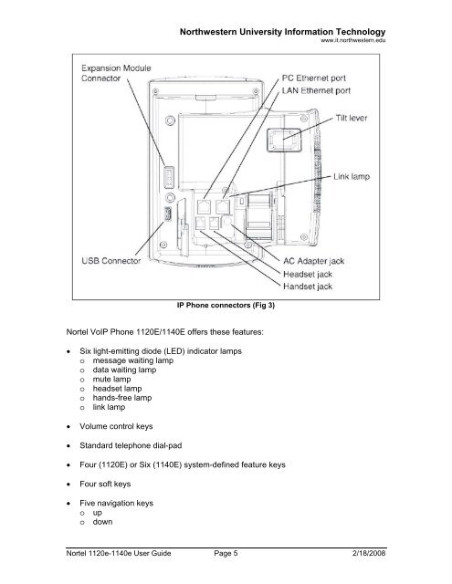 Nortel IP Phone 1120E/1140E User Guide (CICM) - Northwestern ...