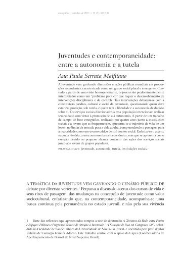 Juventudes e contemporaneidade: entre a autonomia e a ... - SciELO