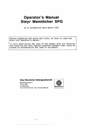 Operator's Manual Steyr Mannlicher SPG