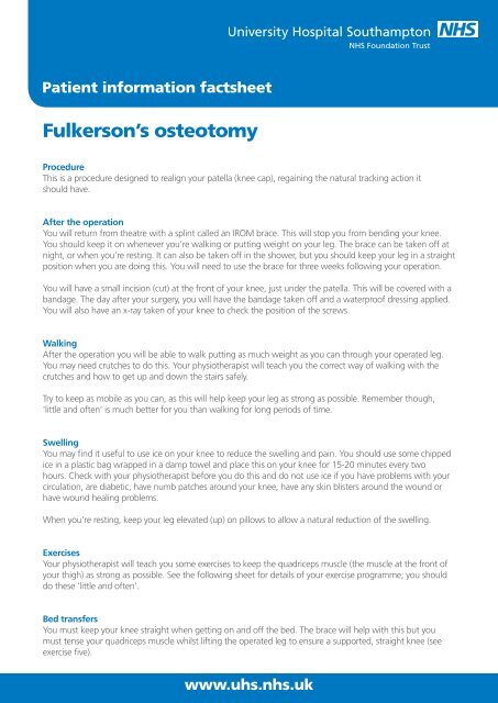 Fulkerson's osteotomy - patient information