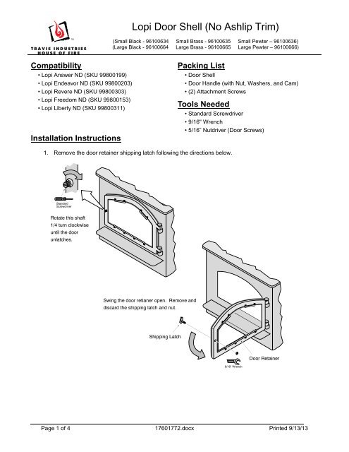 Lopi Door Shell (No Ashlip Trim) - Avalon