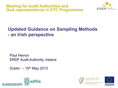 Revised Sampling Guidance | ERDF Audit Authority, Ireland - Interact