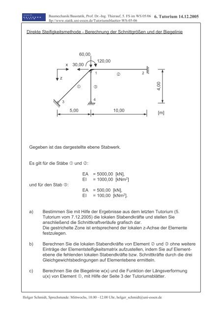 6. Tutorium 14.12.2005 Direkte Steifigkeitsmethode - Baustatik-Info ...