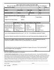 Adult Health Examination Record Form