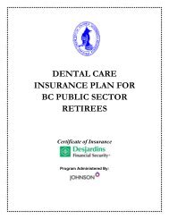 DENTAL CARE INSURANCE PLAN FOR BC PUBLIC ... - Johnson Inc.