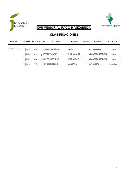 informe clasificaciones