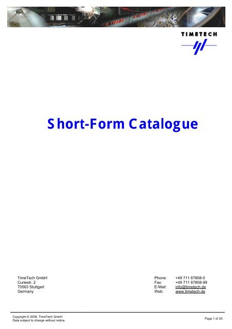 Timetech Catalogue 2008 - TimeTech GmbH