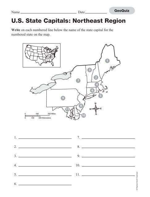 U.S. State Capitals: Northeast Region