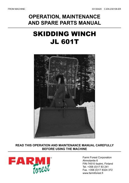 SKIDDING WINCH JL 601T - Farmi Forest