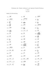 Worksheet #6âHarder Arithmetic and Algebraic Radical Problems